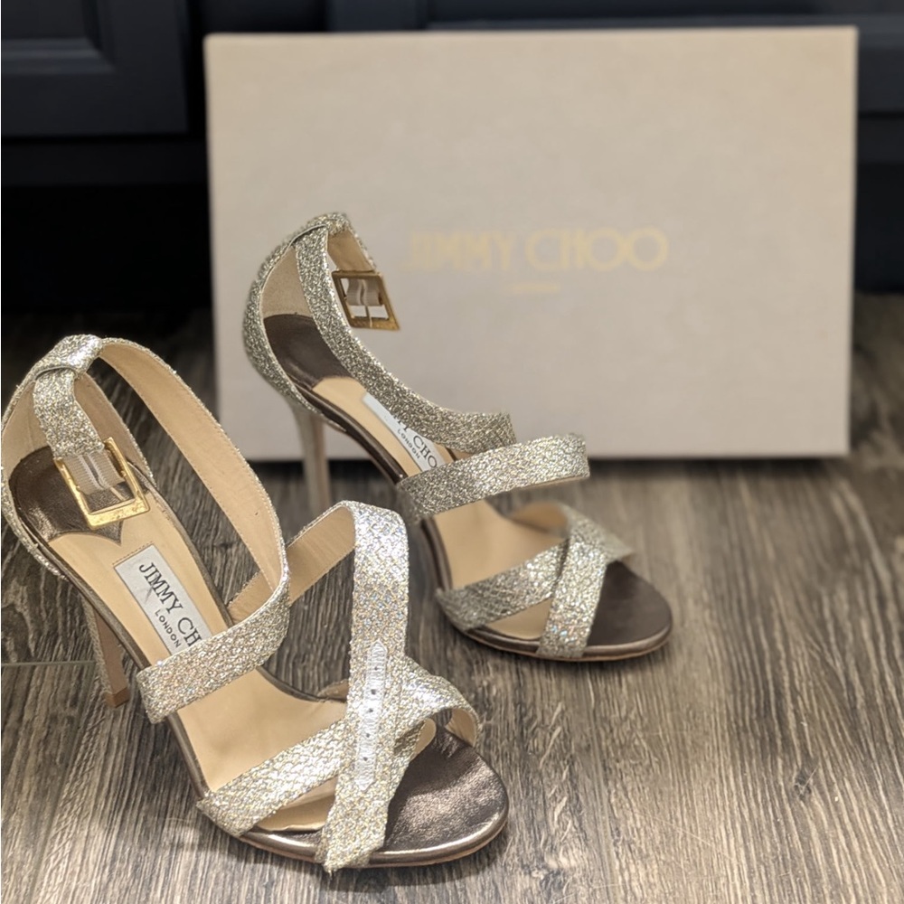 Jimmy Choo Glittering Silver Heels